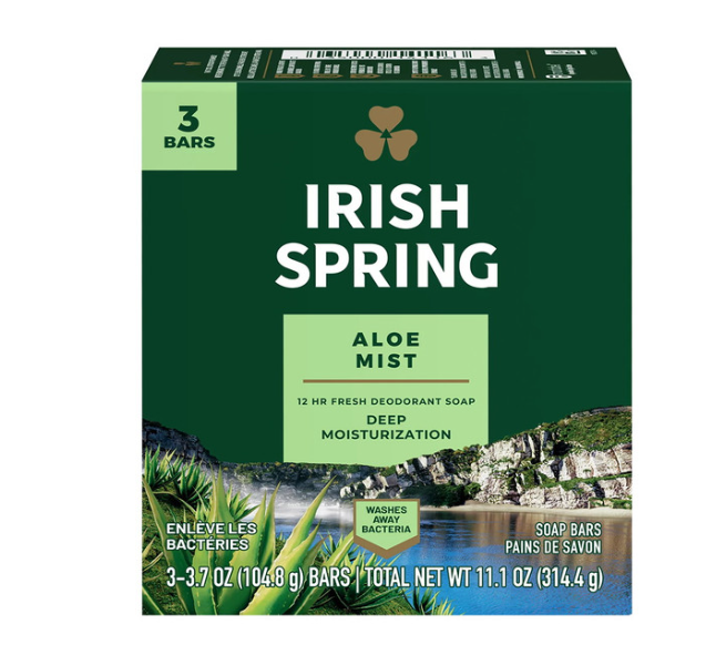 Irish Spring Aloe Mist Deodorant Soap Bars 314.4g