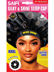 Saifi Silky & Shine Sleep Cap XXXL Black Glitter