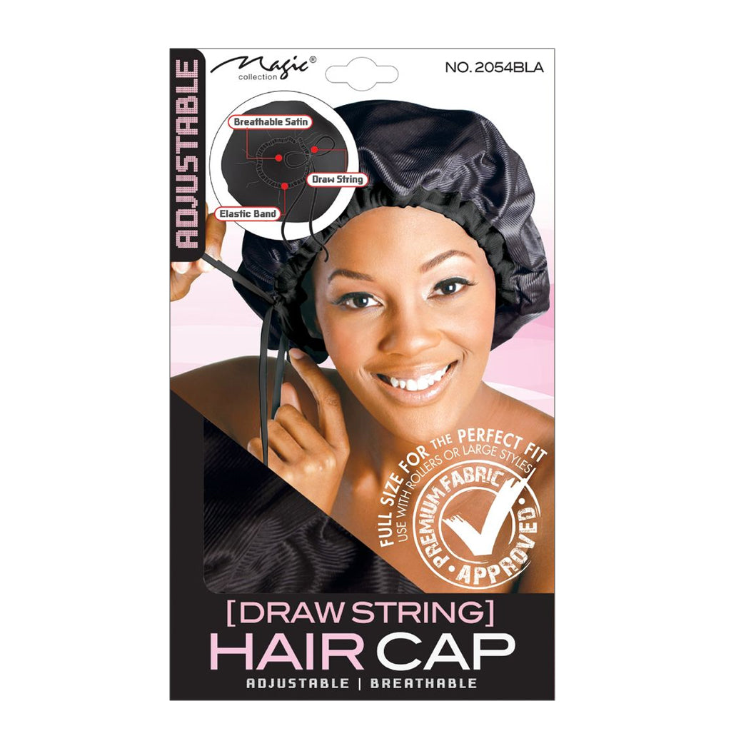 Drawstring Adjustable Hair Cap – Black