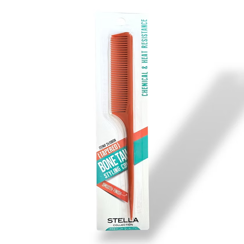 Tapered Bone Tail Styling Comb – Brown
