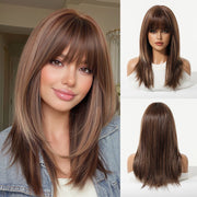 Emma Long Layered Straight Synthetic Wig with Wispy Bangs