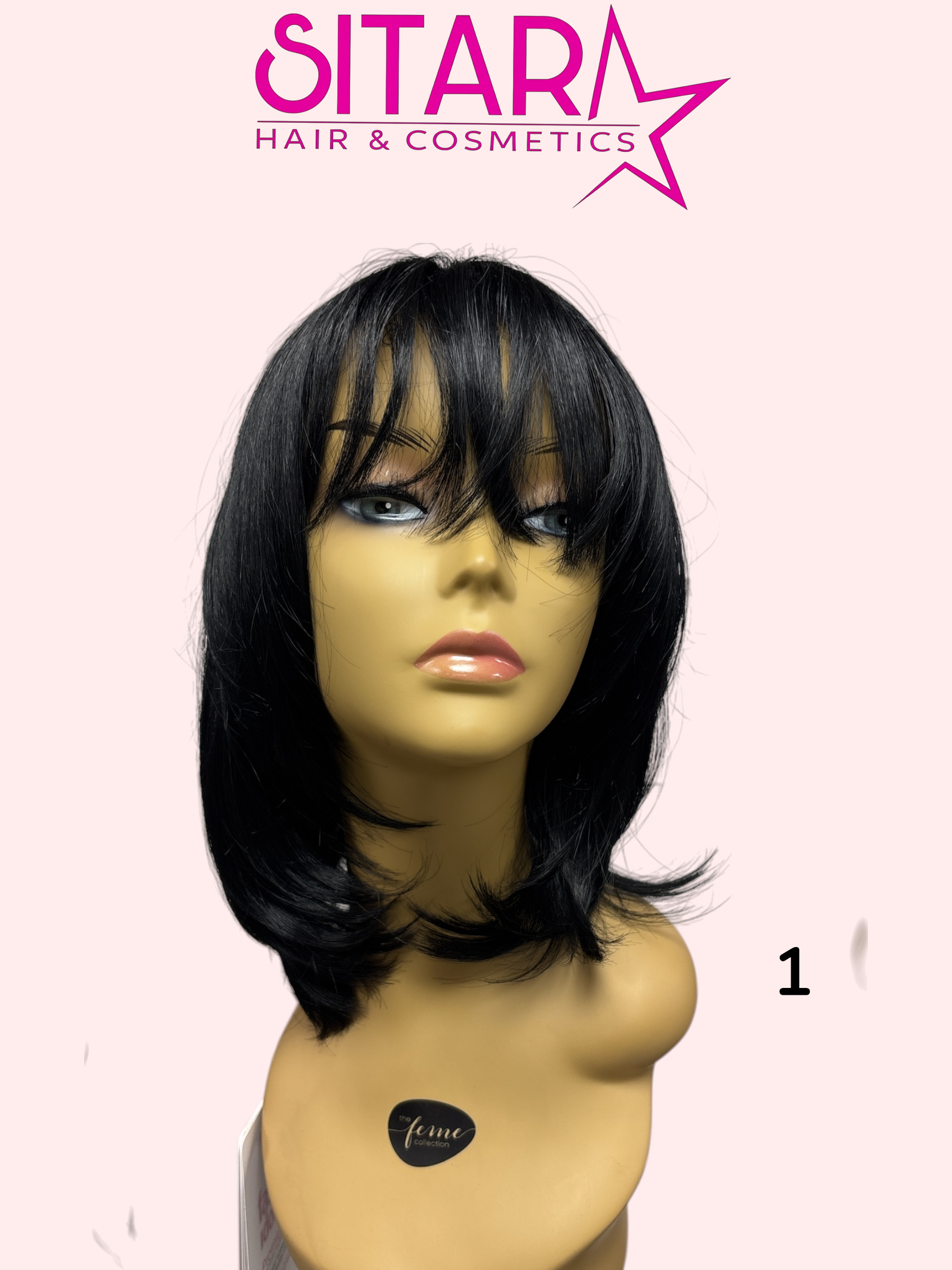 Amelie Synthetic Lace Part Long Bob Wig with Fringe 15in