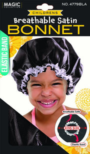 Children’s Breathable Satin Bonnet – Black
