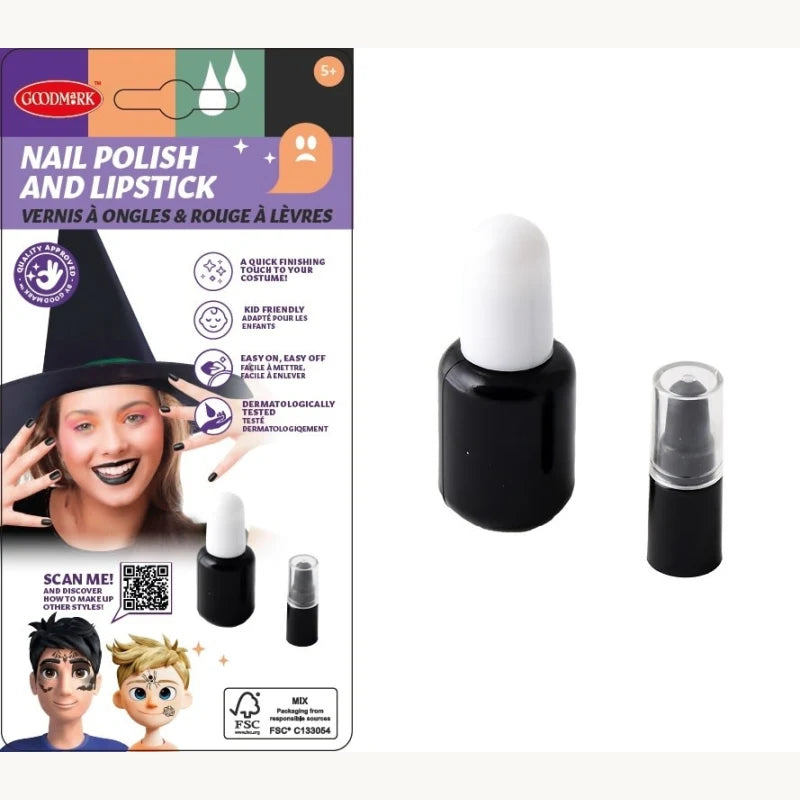 Black Nail Polish & Lipstick Set – 8ml