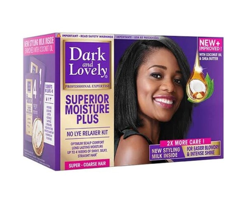 Dark and Lovely Superior Moisture Plus No-Lye Relaxer Kit Super – Coarse Hair