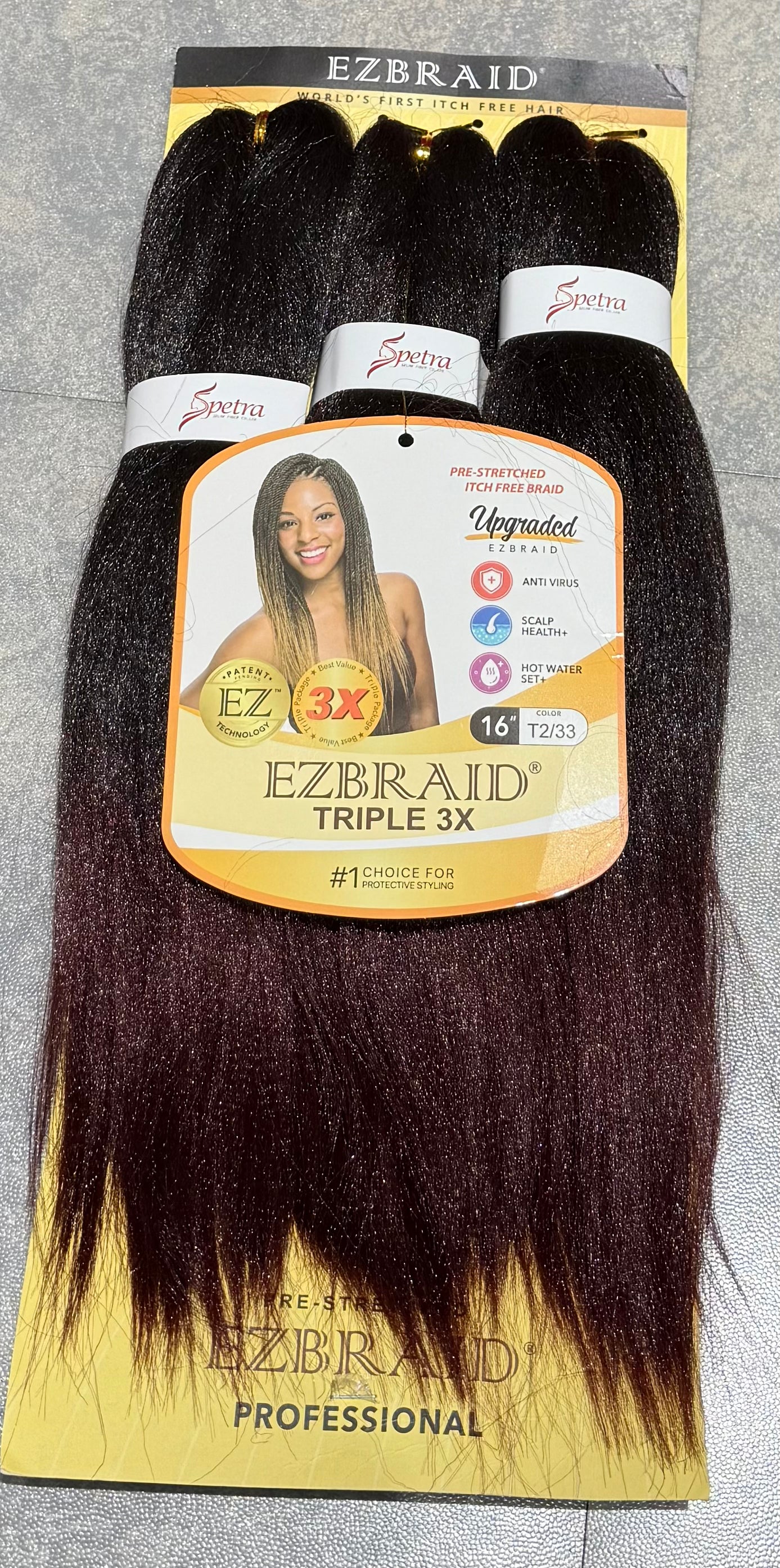 Ez Spetra 3x Synthetic Braids Anti-Itch Fibre For Braiding Hair 12"-16"
