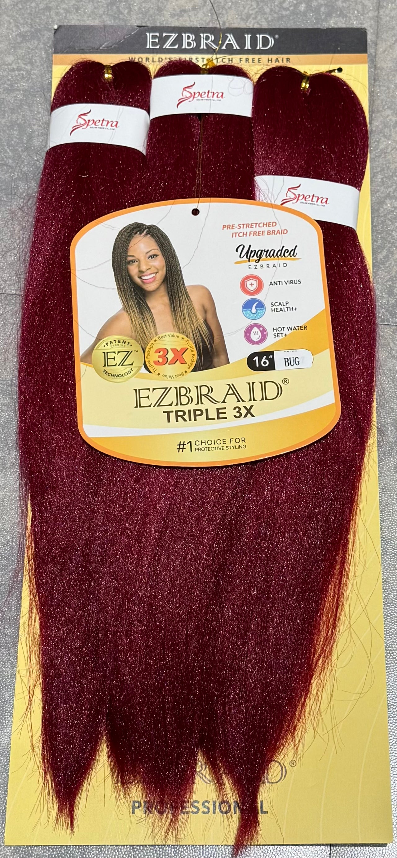 Ez Spetra 3x Synthetic Braids Anti-Itch Fibre For Braiding Hair 12"-16"