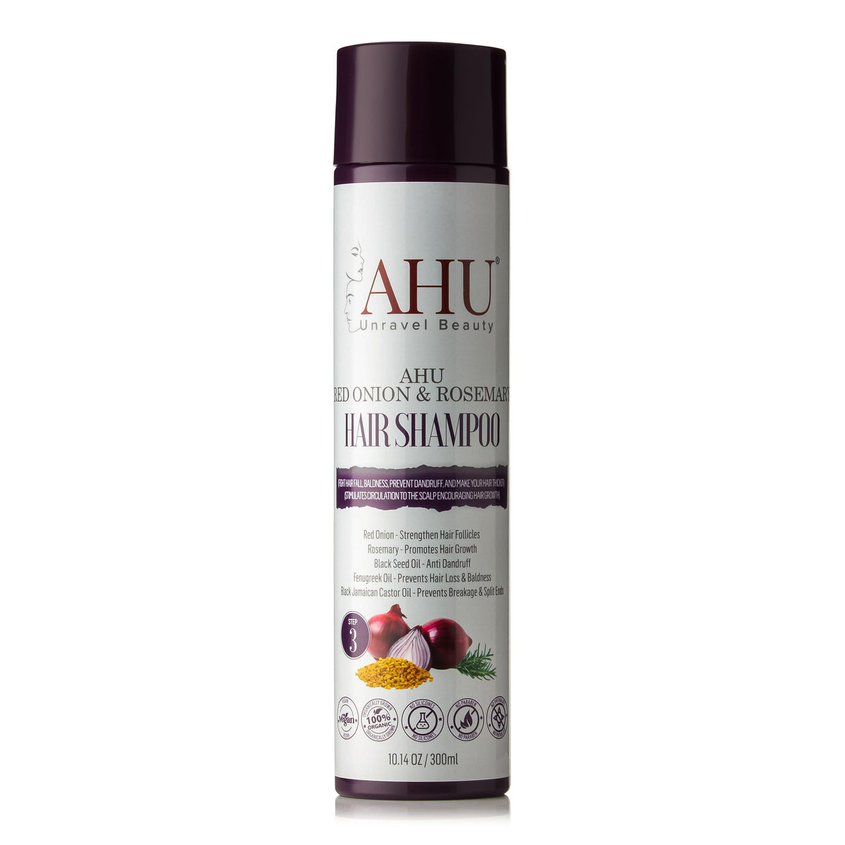 AHU Red Onion & Rosemary Hair Shampoo – 300ml
