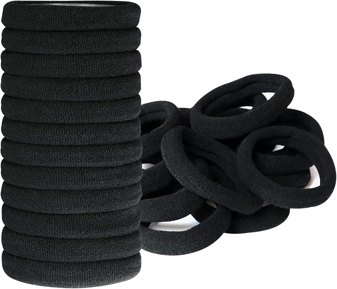 Black Elastic Pony Rings – Medium 6pcs