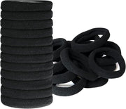 Black Large Elastic Pony Rings – 6 Pack