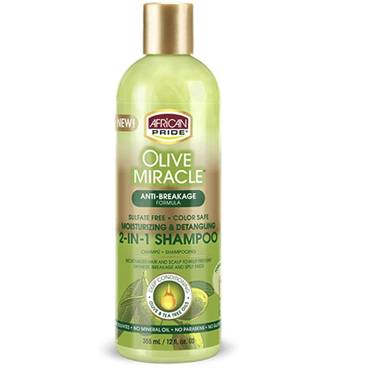 African Pride Olive Miracle Anti-Breakage 2-in-1 Moisturizing & Detangling Shampoo 355 ml / 12 fl oz