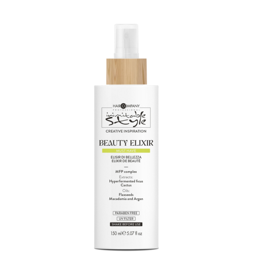 Hair Company Professional Inimitable Style Beauty Elixir – Nourishing Leave-In Spray with Macadamia, Argan & Flaxseed Oils 150ml