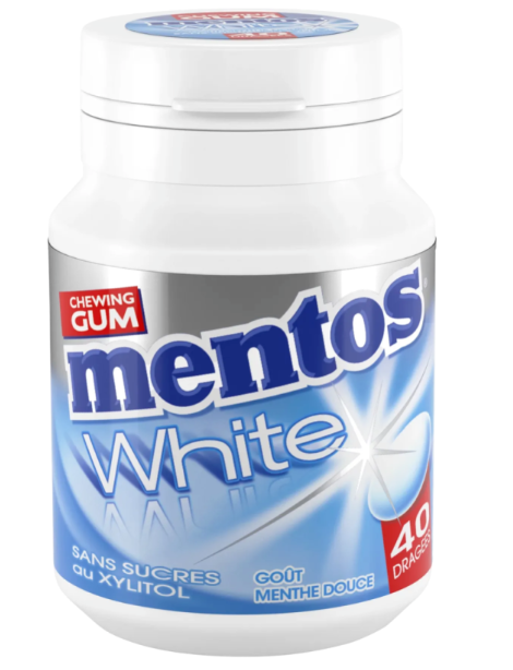 Mentos Pure White Green Mint Chewing Gum 40 Pieces