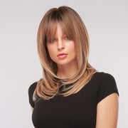 Electra Layered Straight Synthetic Full Cap Wig with Curtain Bangs