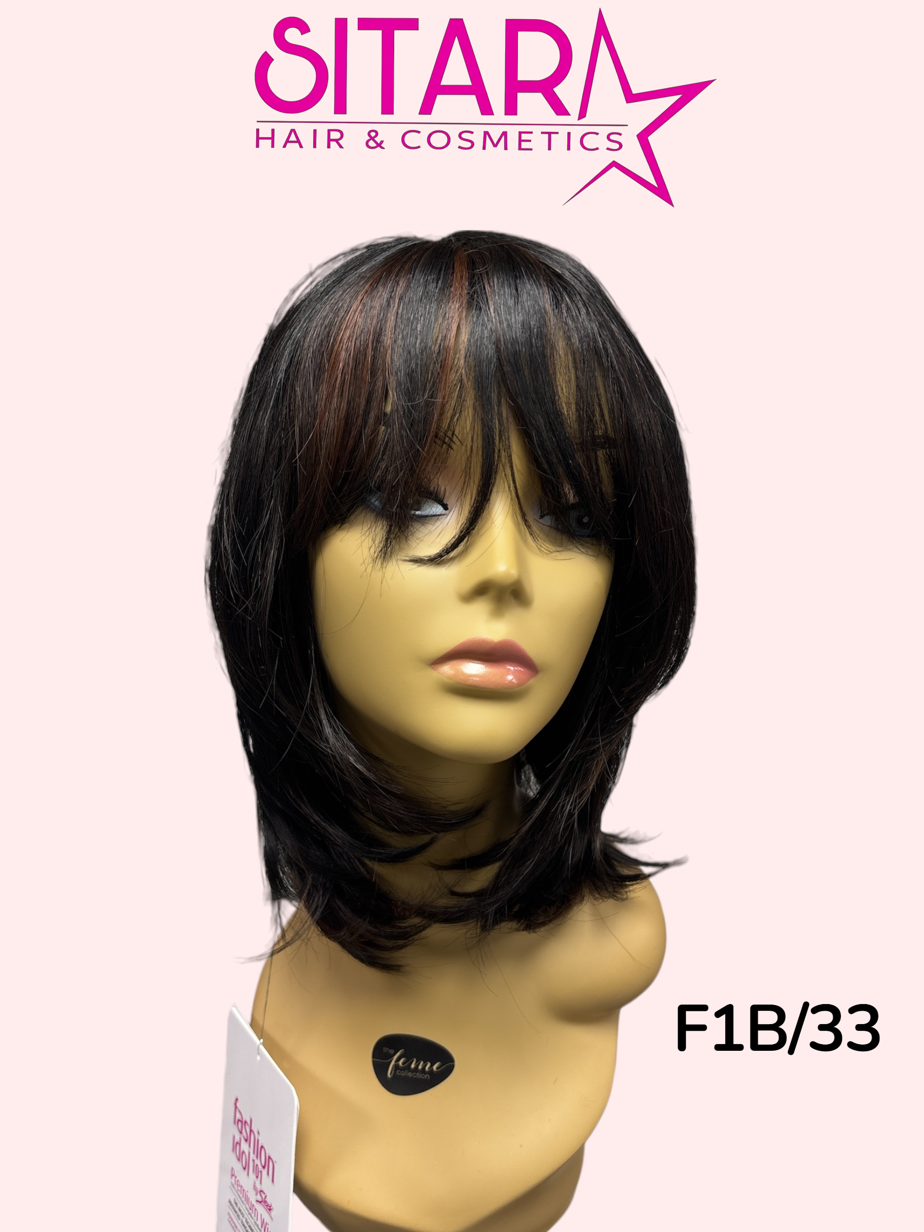 Amelie Synthetic Lace Part Long Bob Wig with Fringe 15in