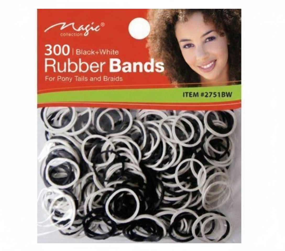 Magic Collection Black & White Rubber Bands 300pcs Assorted
