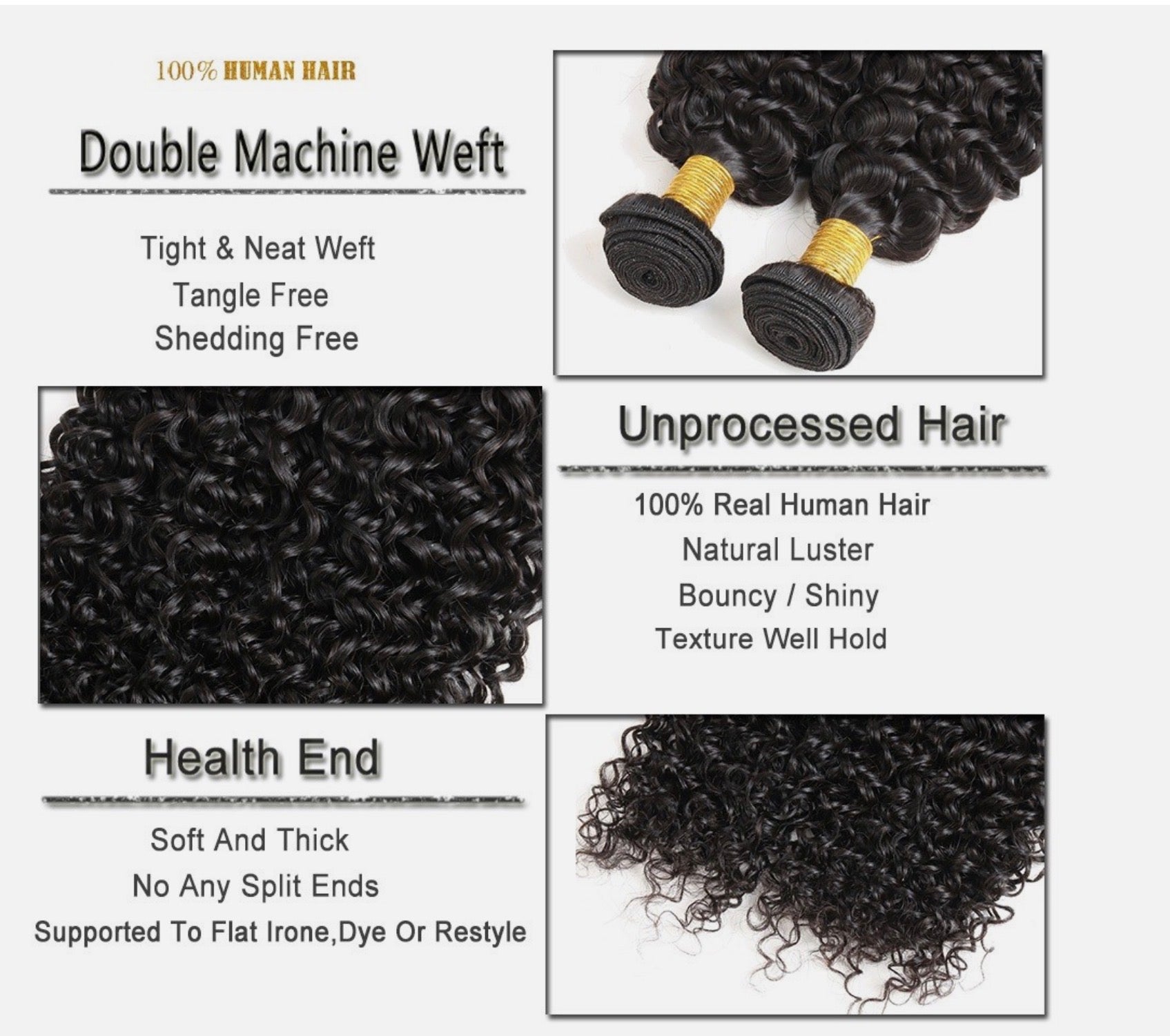 100% Virgin Raw Jerry Curl Hair 100G Bundle