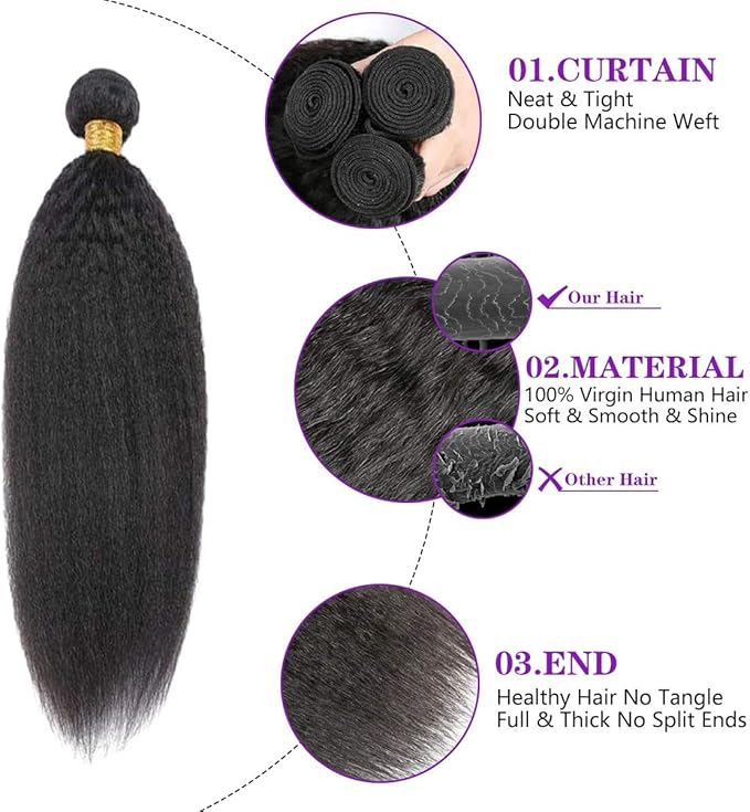 100% Virgin Raw Kinky Straight Hair 100G Bundle