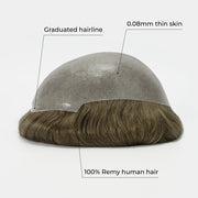 Men’s Toupee Transparent Poly Skin Hair 0.08 mm