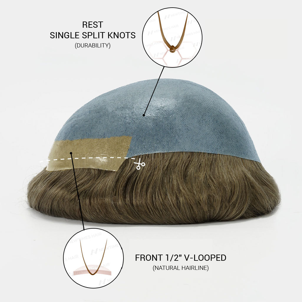 Men’s Toupee Transparent Poly Skin Hair 0.08 mm
