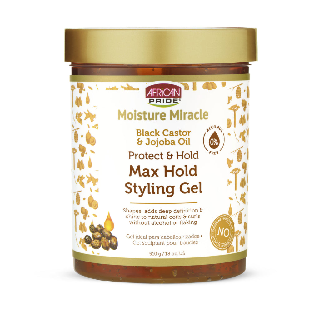 African Pride Moisture Miracle Black Castor & Jojoba Oil Max Hold Styling Gel – 510g