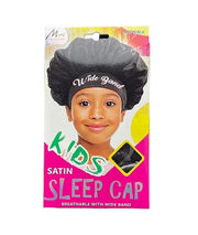 Kids Satin Sleep Cap – Wide Band – Black