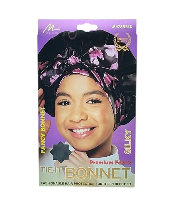 Kids Tie-It Silky Fancy Bonnet – Black