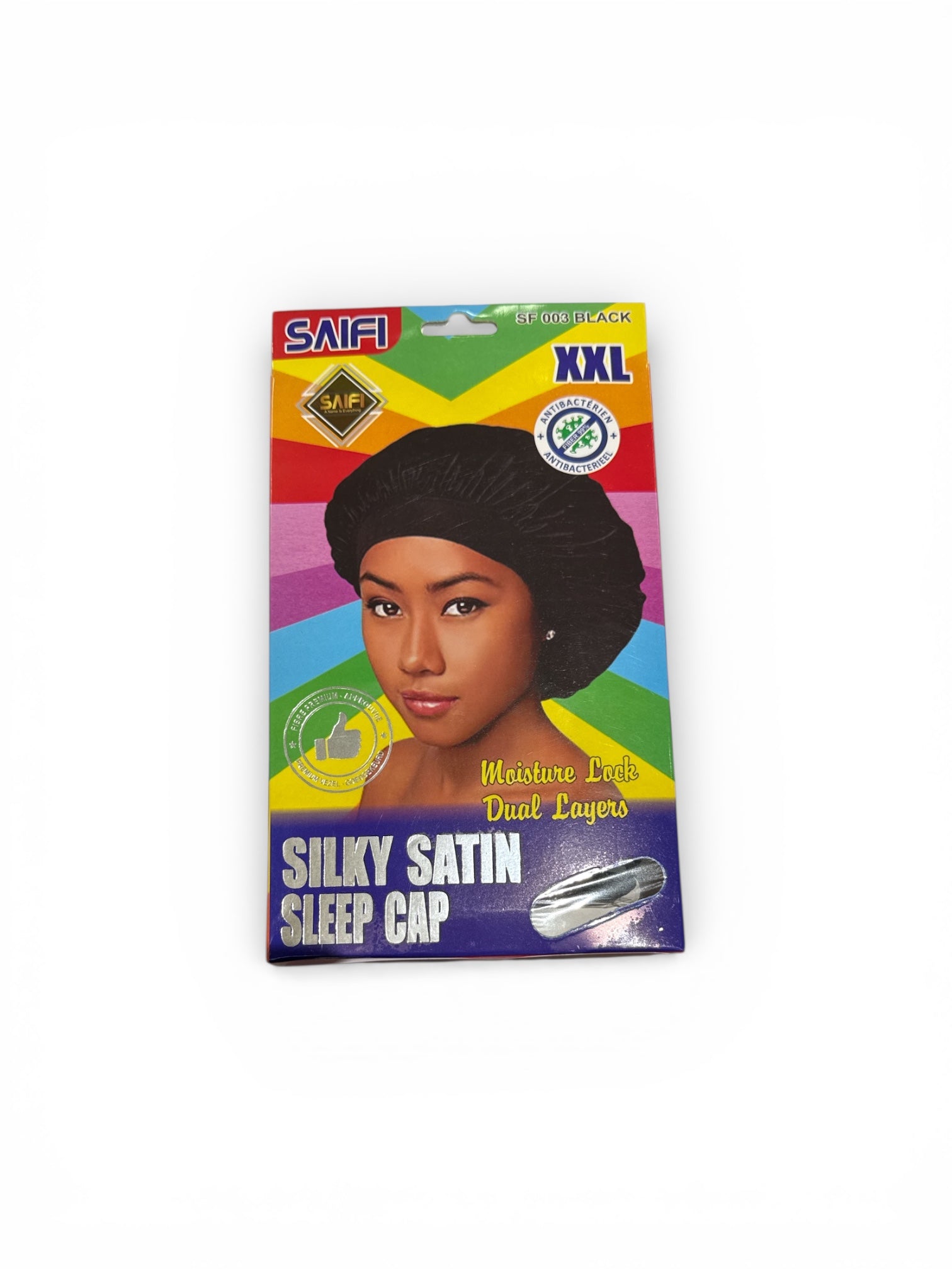 SAIFI Silky Satin Sleep Cap Black XXL