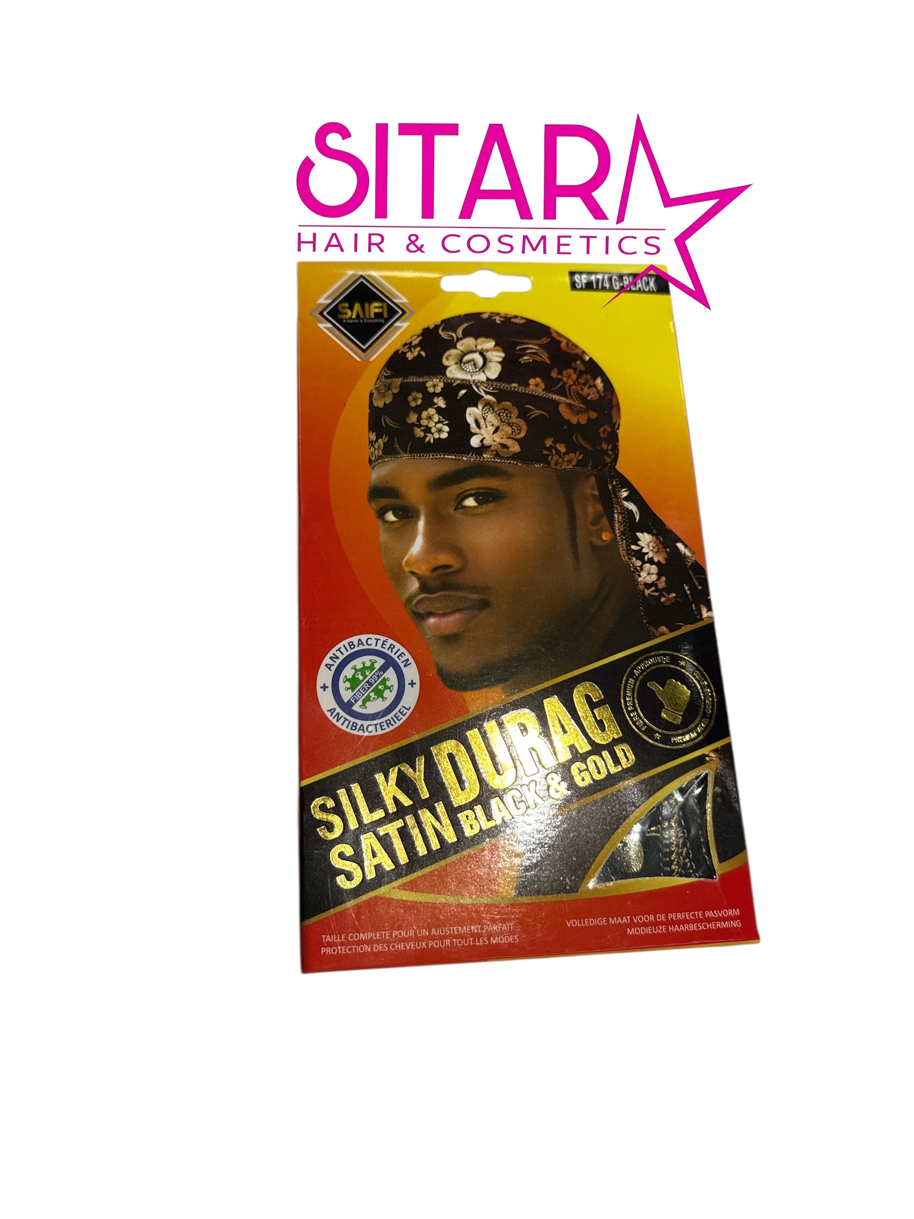 Silky Satin Durag Black & Gold