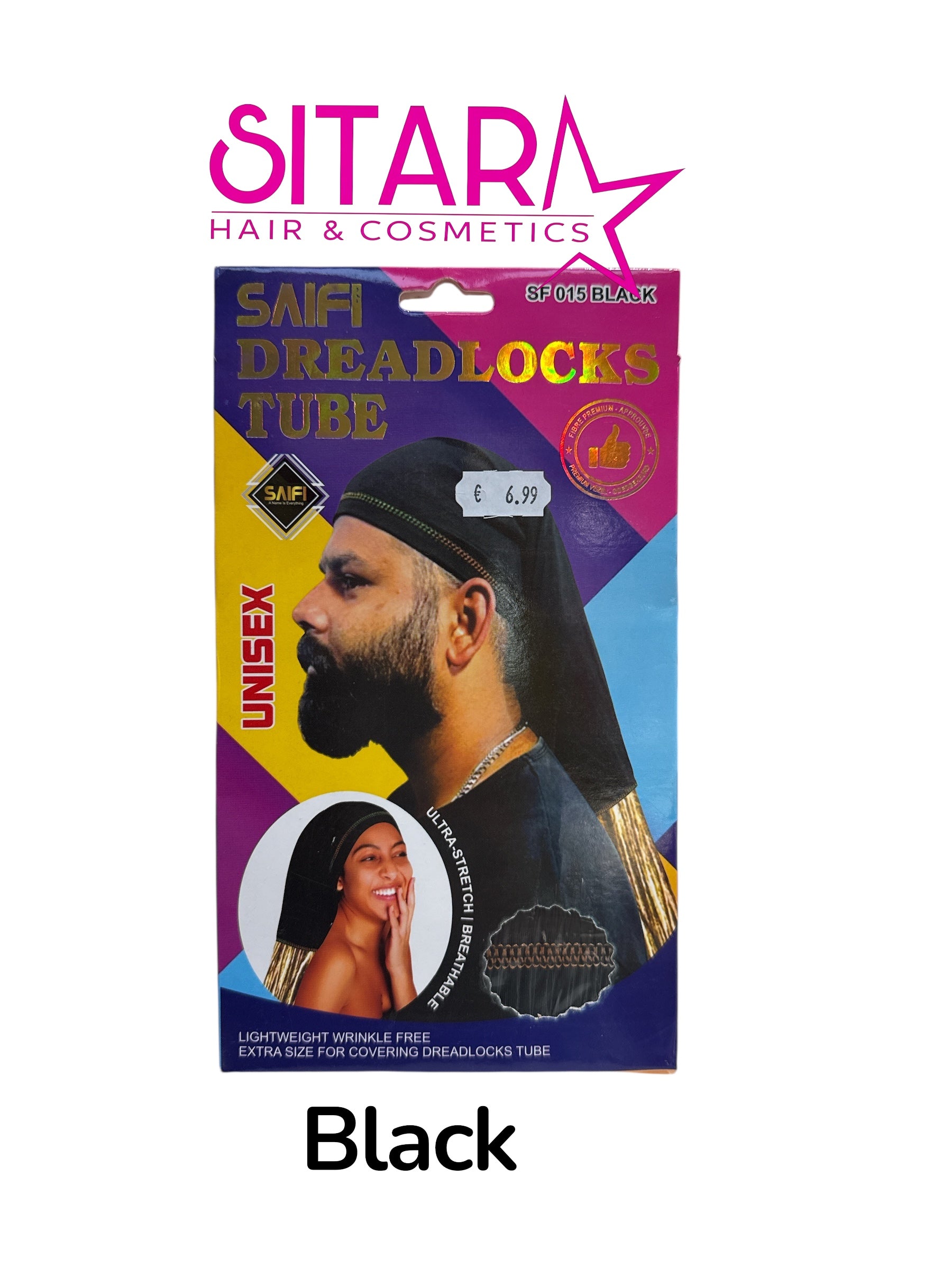 Unisex Dreadlocks Tube Wrinkle Free Black