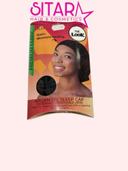 Argan Oil Satin Sleep Cap Black