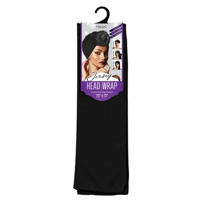 Jersey Head Wrap – Black – 25" x 72"