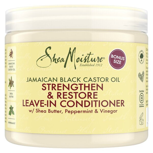 SheaMoisture Jamaican Black Castor Oil Strengthen & Restore Leave-In Conditioner – 431 ml (Bonus Size)