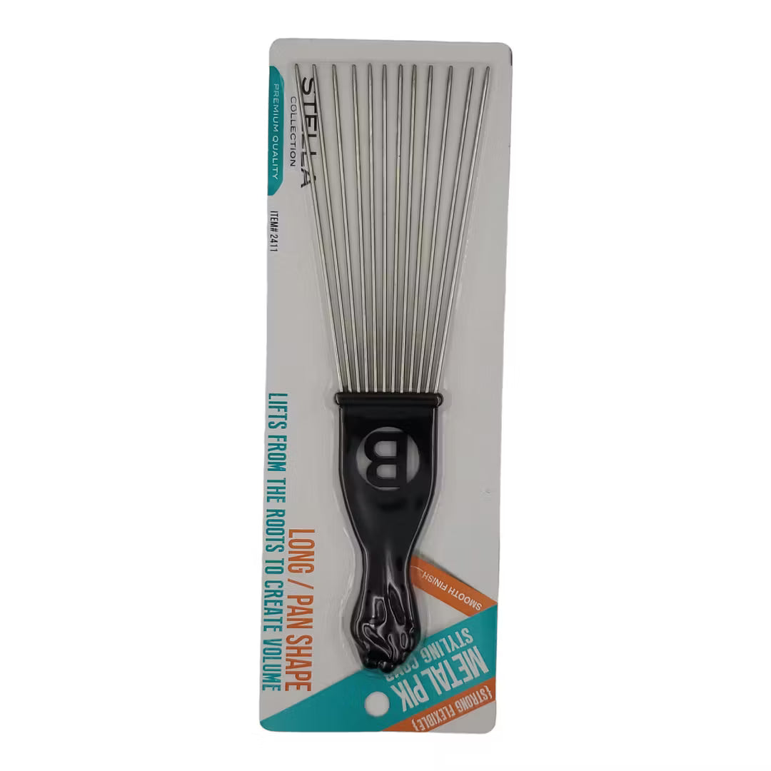 Long Pan Shape Metal Pik Styling Comb