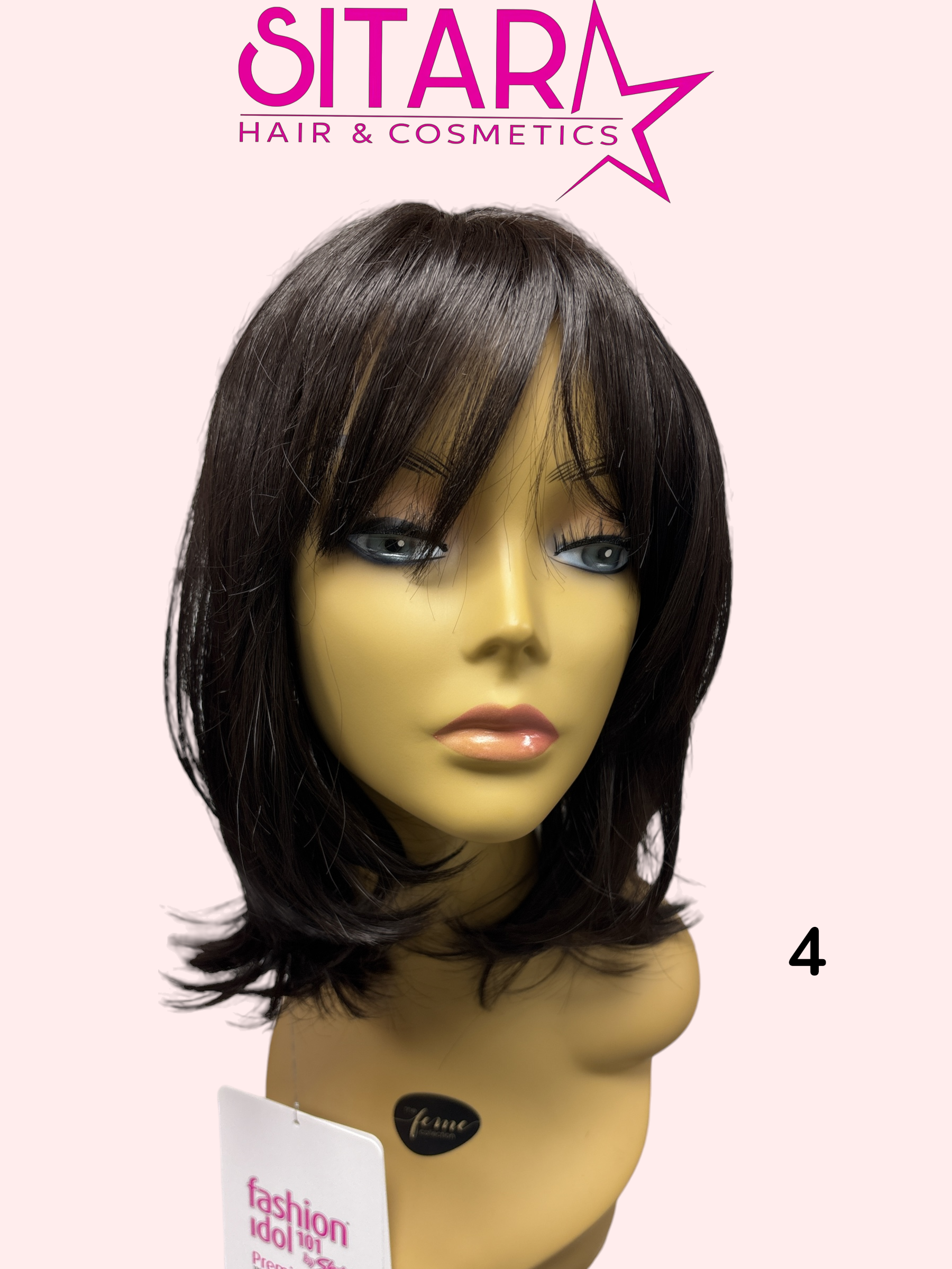 Amelie Synthetic Lace Part Long Bob Wig with Fringe 15in