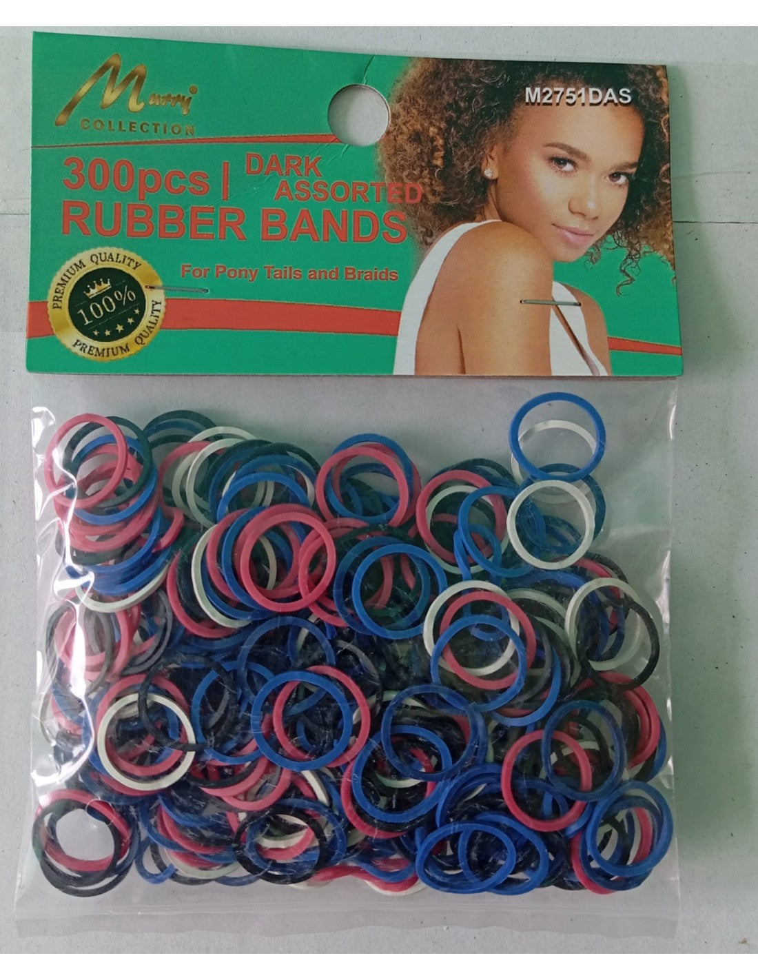 300pcs Dark Assorted Rubber Bands
