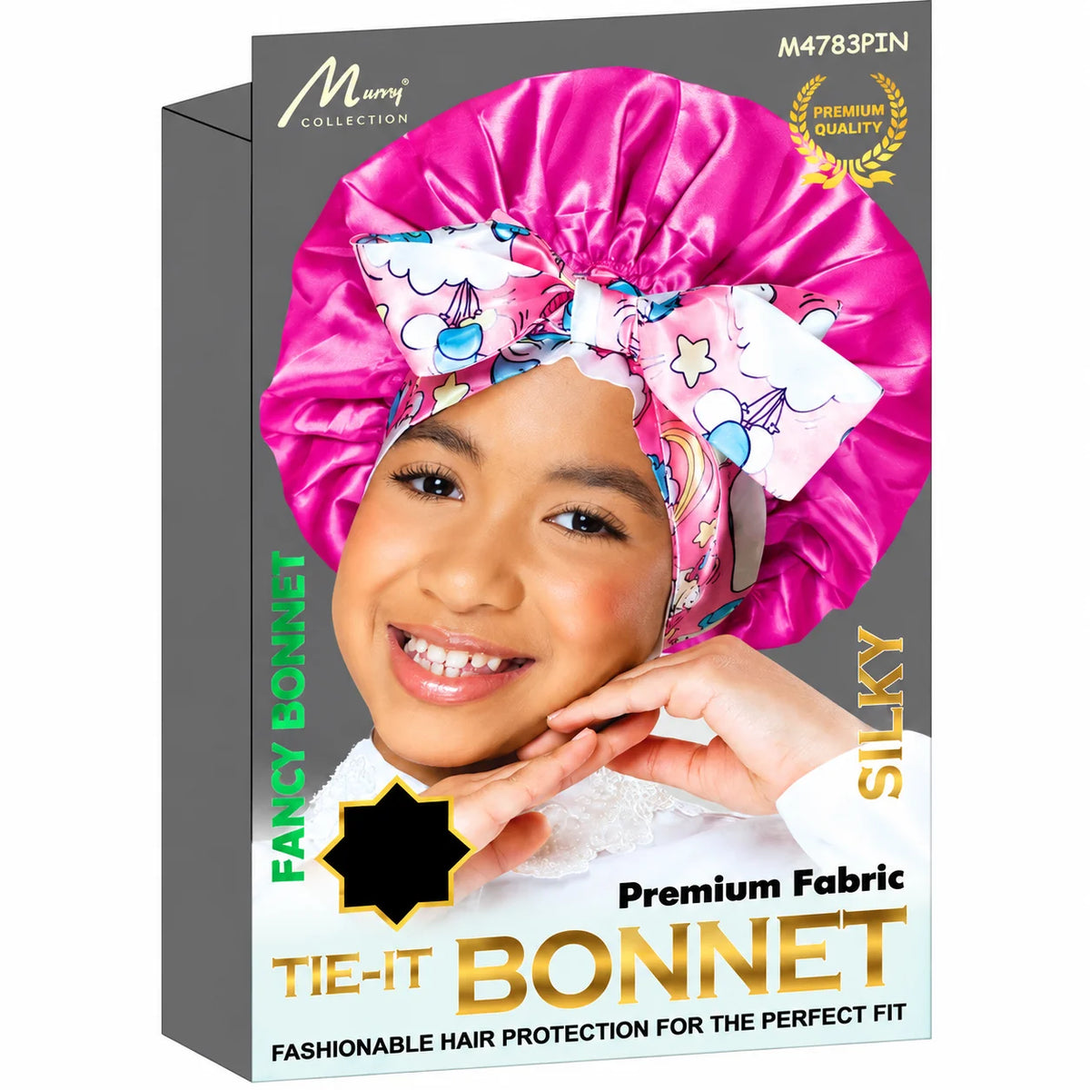 Kids Fancy Printed Tie-It Bonnet – Pink