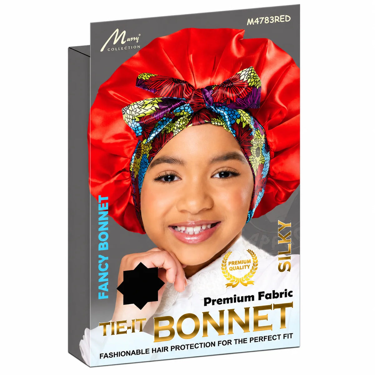 Kids Fancy Printed Tie-It Silky Bonnet – Red