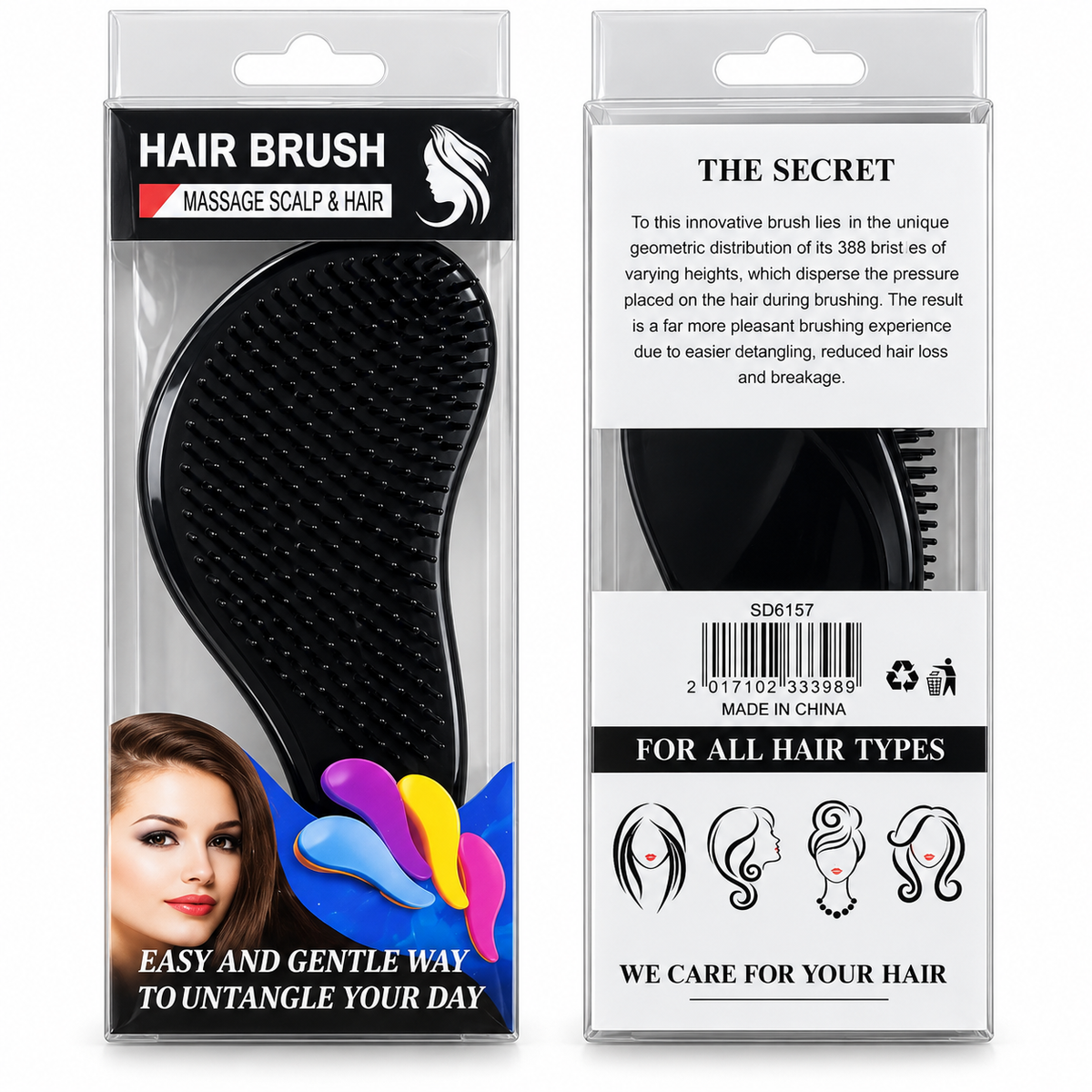 Detangling Hair Brush – Massage Scalp & Hair – Black