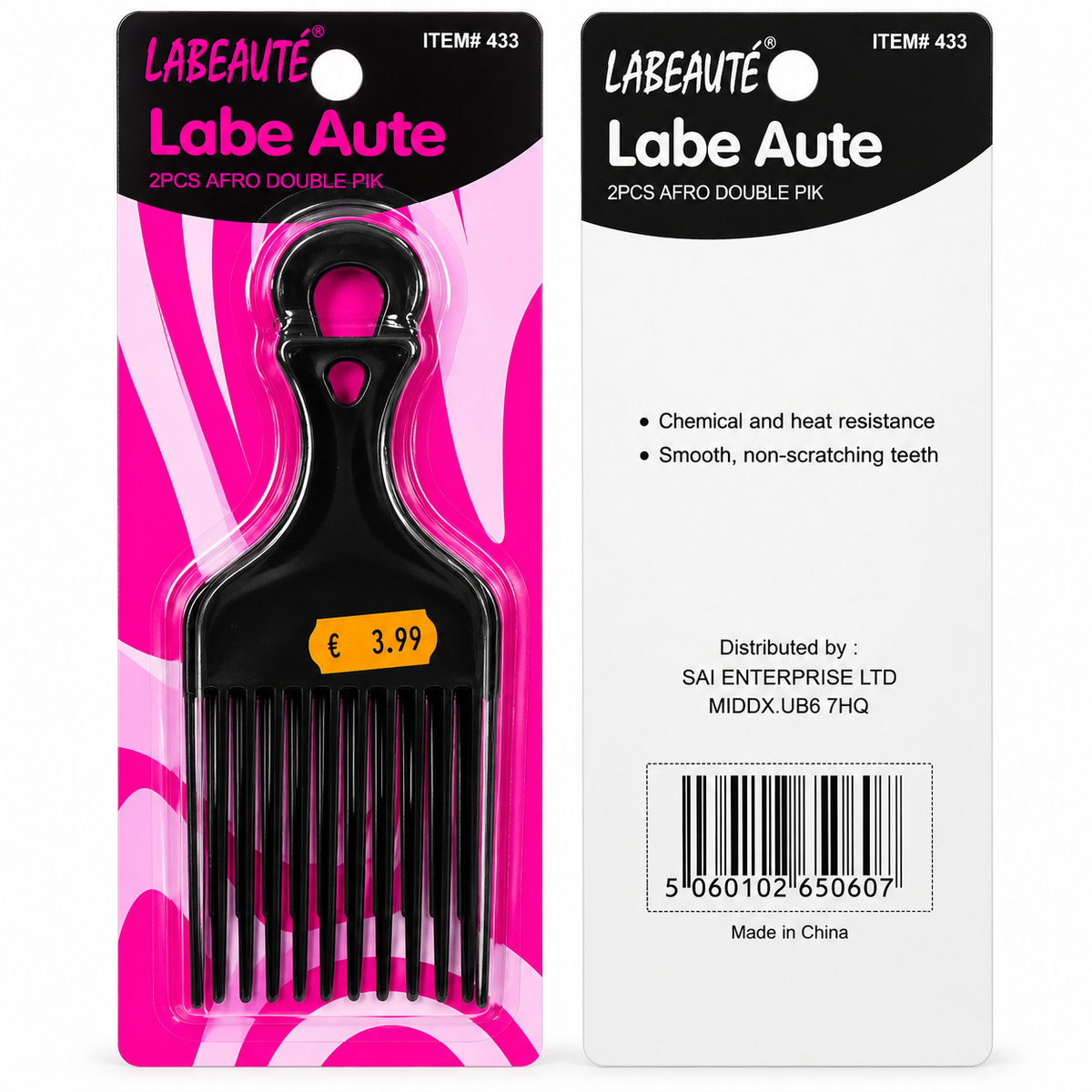 2PCS Afro Double Pik – Black