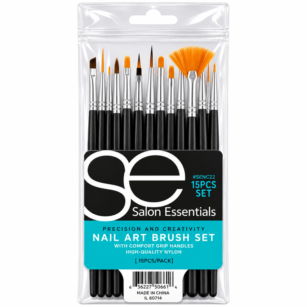 Salon Essentials Precision & Creativity Nail Art Brush Set – 15pcs