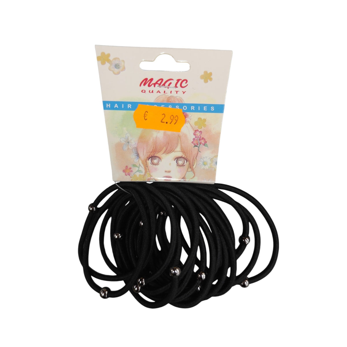 Metal Bead Elastic Hair Ties Set