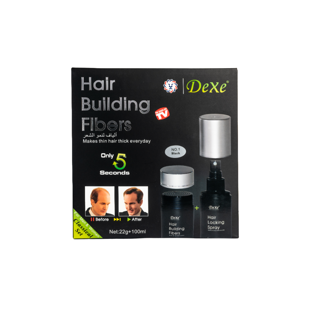 Hair Building Fibers + Hair Locking Spray