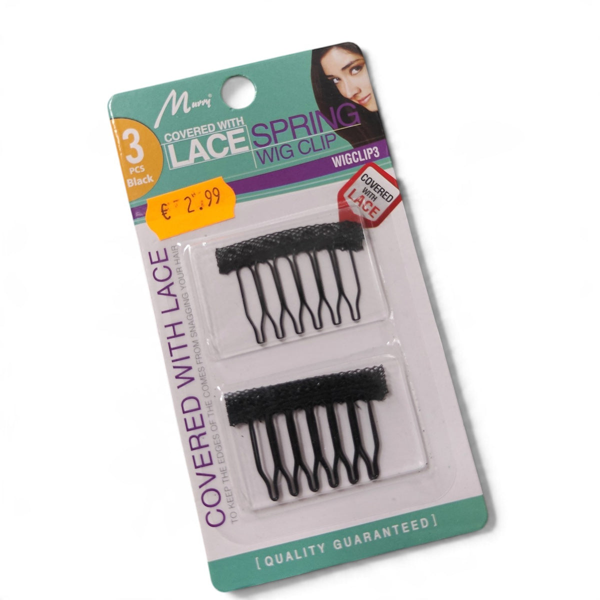 Lace Covered Spring Wig Clips – 3 Pieces