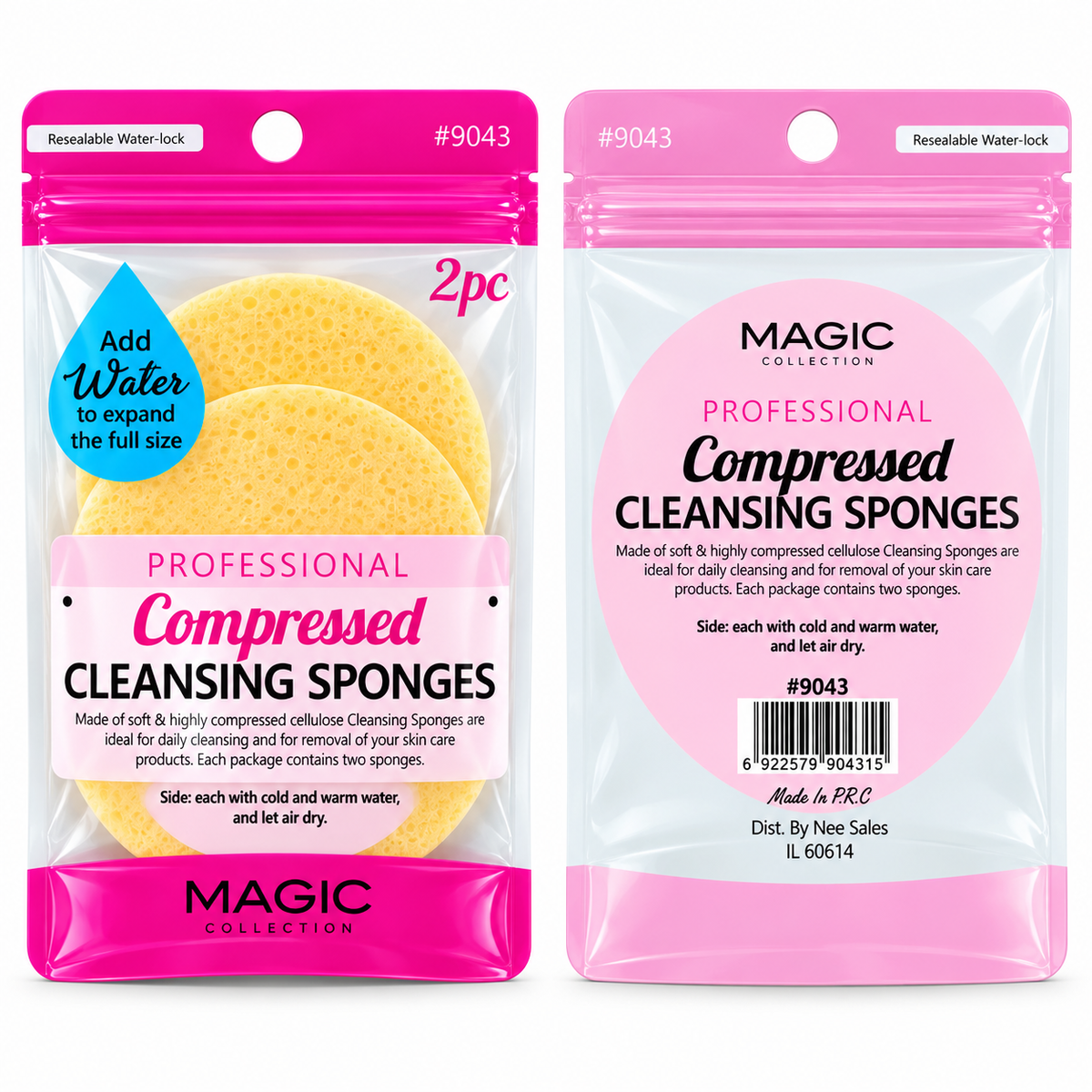 Professional Compressed Cleansing Sponges – 2 Pc