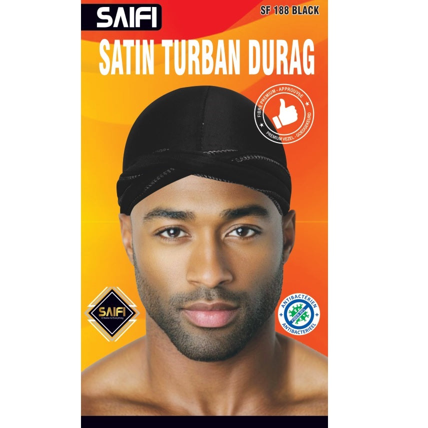 Satin Turban Durag Black