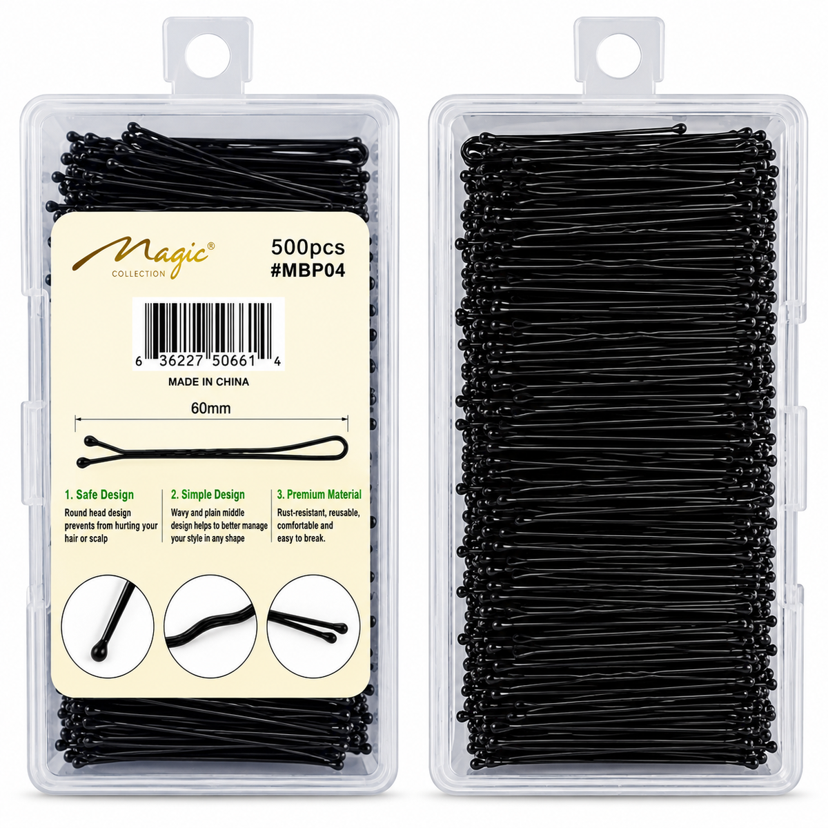 60mm Bobby Pins – 500 Pieces