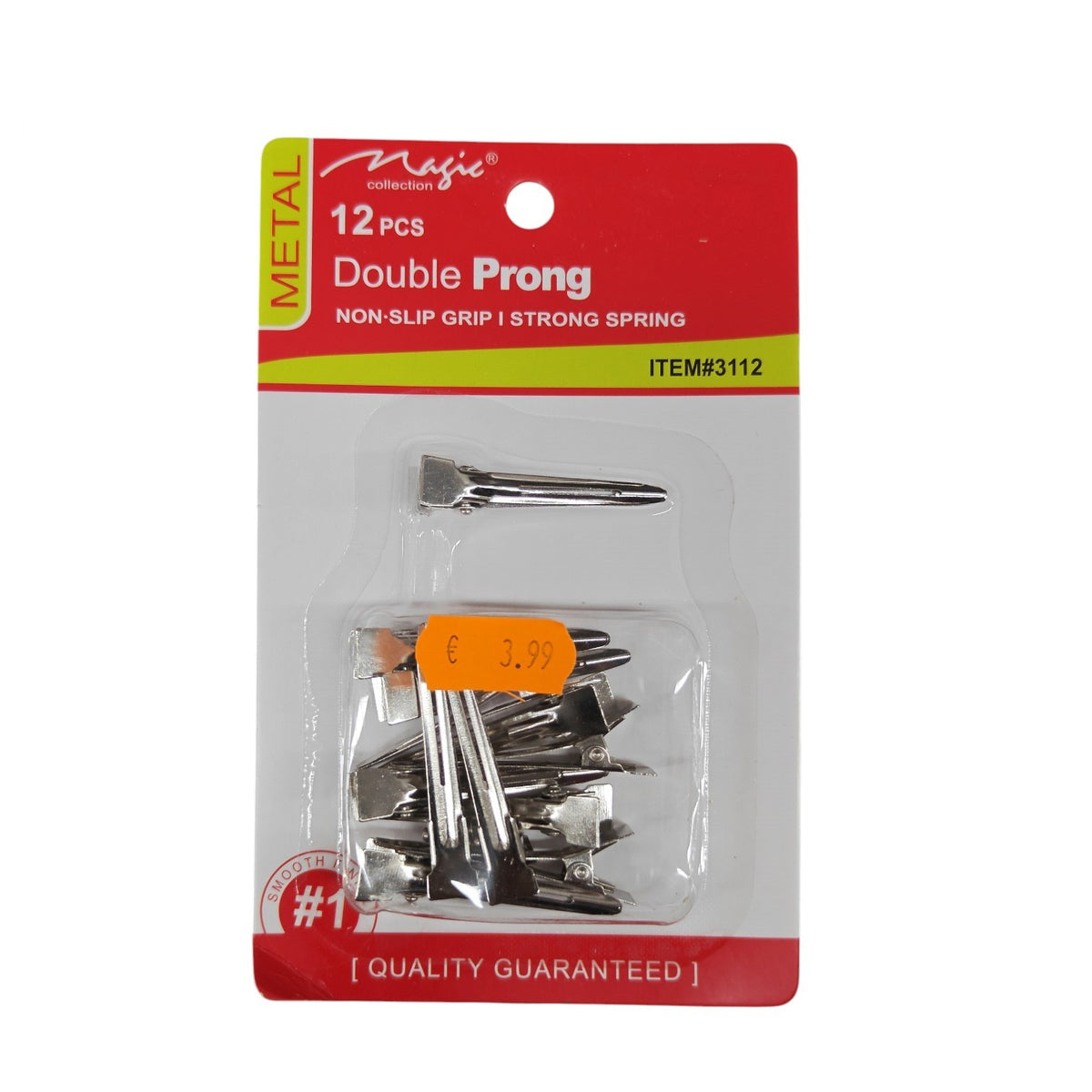 Metal Double Prong Hair Clips – 12 Pack