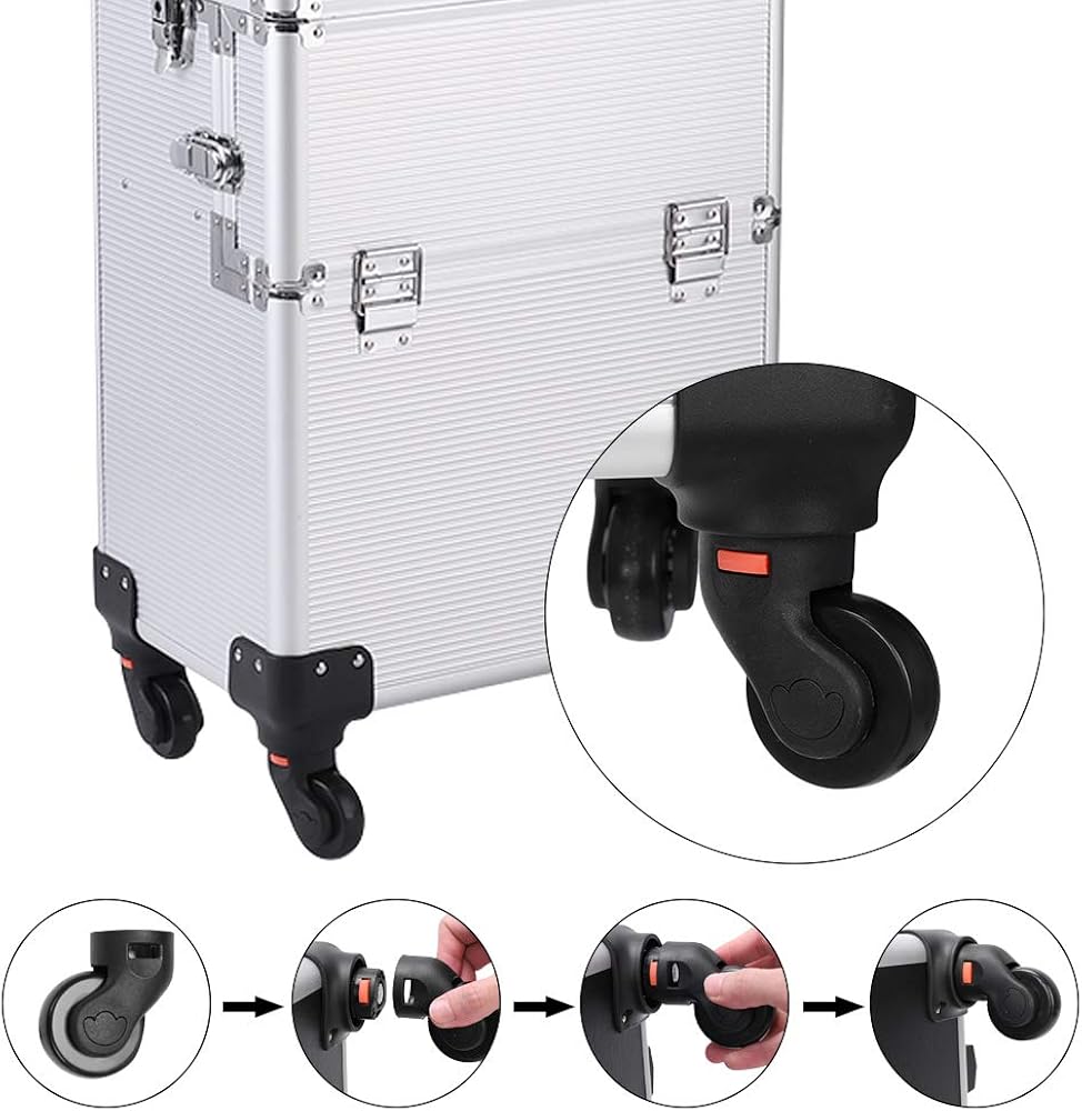 Professional Aluminum 4-in-1 Rolling Makeup Trolley