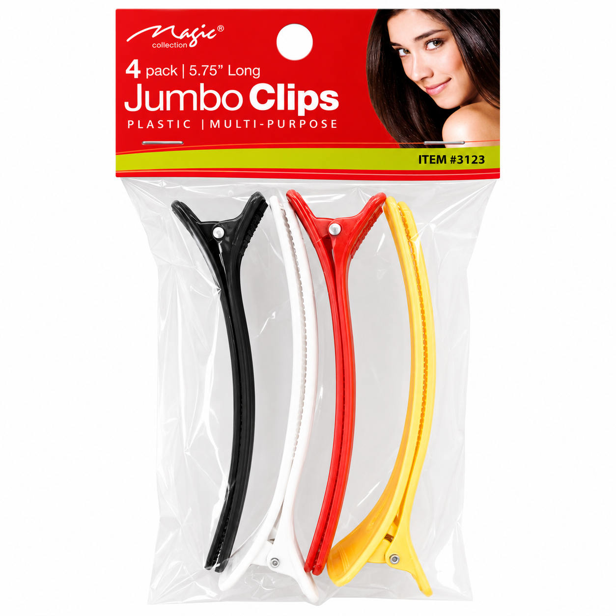 Plastic Jumbo Hair Clips – 5.75" (4 Pieces)